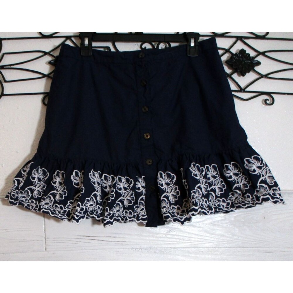 Draper James Mini Skirt Women's Size 10 Blue Floral Button Front